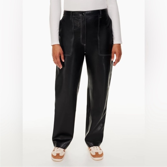 Aritzia Black/Birch Vegan Leather Lucy Pant - Picture 3 of 10